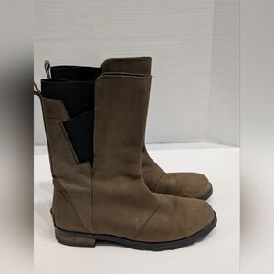 Sorel Women's 8.5 Emelie Mid Boot Brown Leather Waterproof Pull On